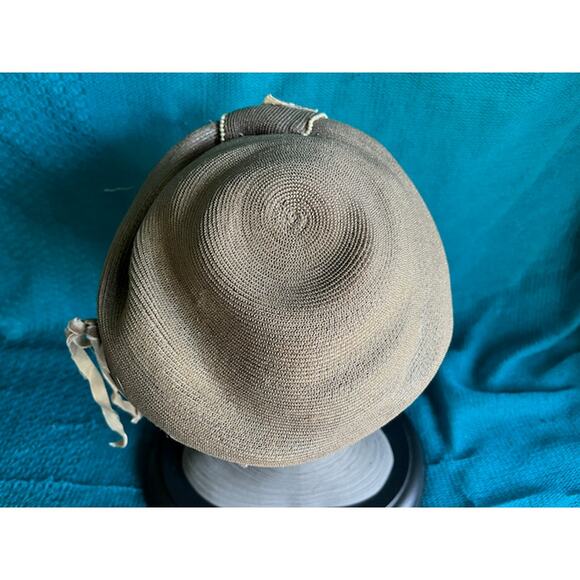 hat straw beret gray pearl detail - Picture 6 of 8